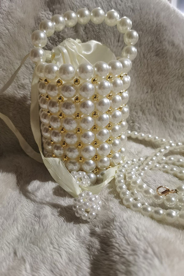 storexq White Faux Pearl Mini Bag