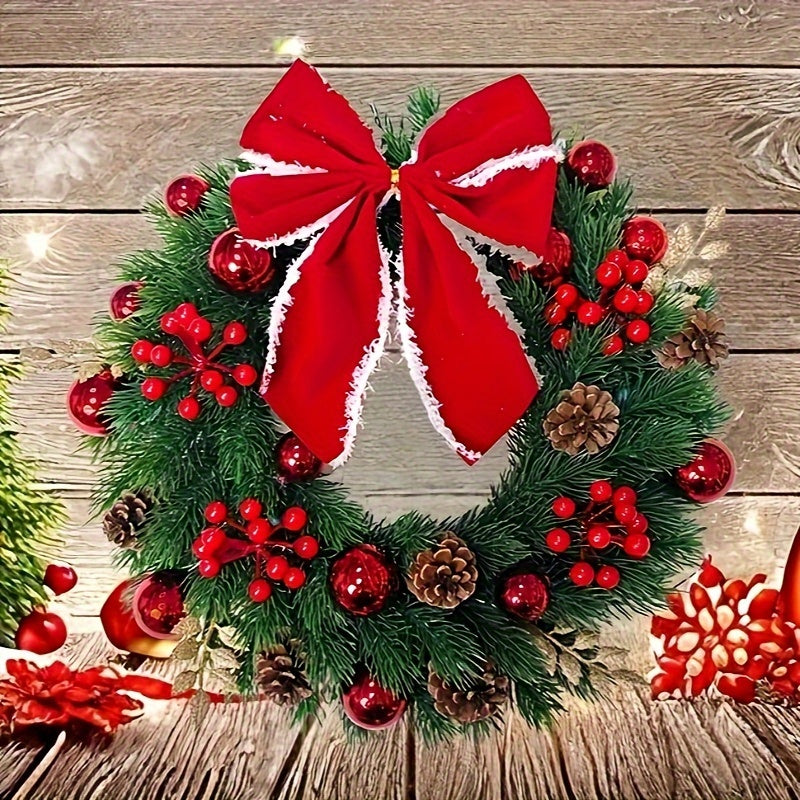 Classic 17.71" Christmas Wreath - Perfect for Holiday & New Year Decor | Versatile Pine Needle Design | Ideal for Front Door, Window, Stair Railing | No Power Needed