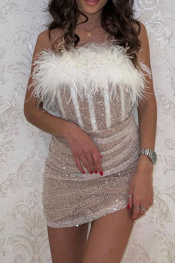 namcoverse Sequined Girly Fluffy Mini Dress (Without Belt)