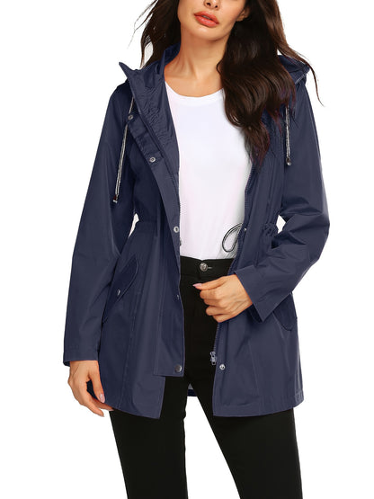 Waterproof Long Hooded Trench Coat for Women - Windproof and Breathable Lined Jacket for Travel and Outdoor Activities - S-XXL Sizes Available