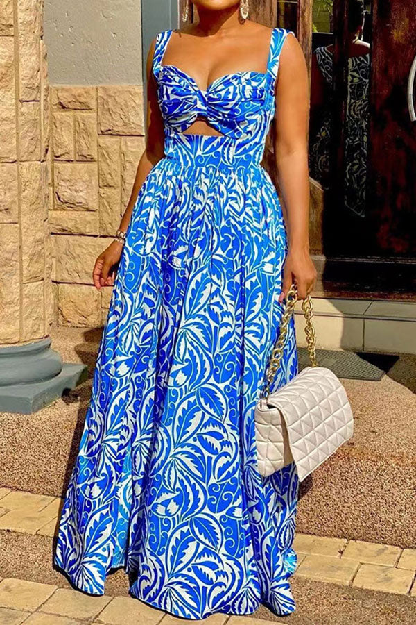 storexq Graphic Print On-trend High Slipt Maxi Dress