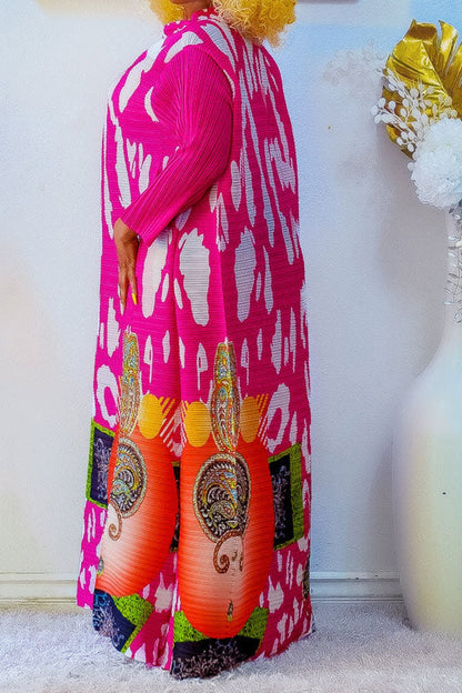 storexq Tribal Print Stylish Pleated Maxi Dress