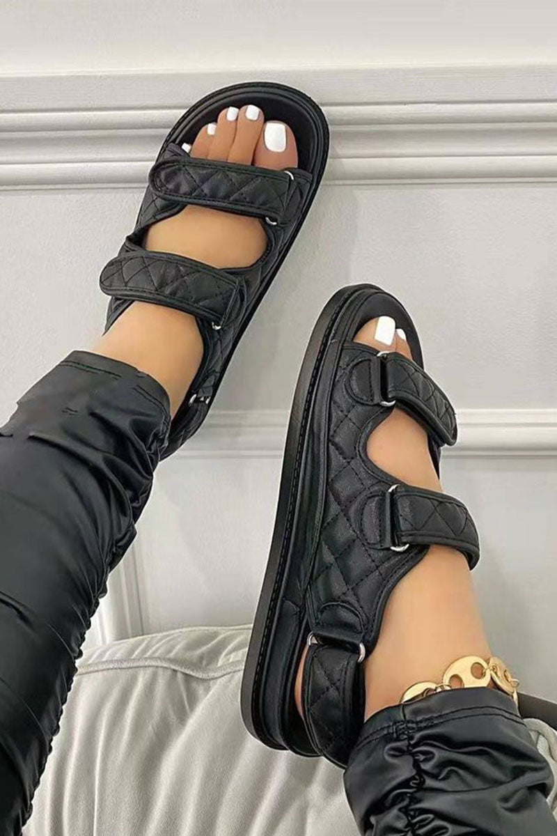 storexq Solid Color Classic Velcro Chunky Sandals