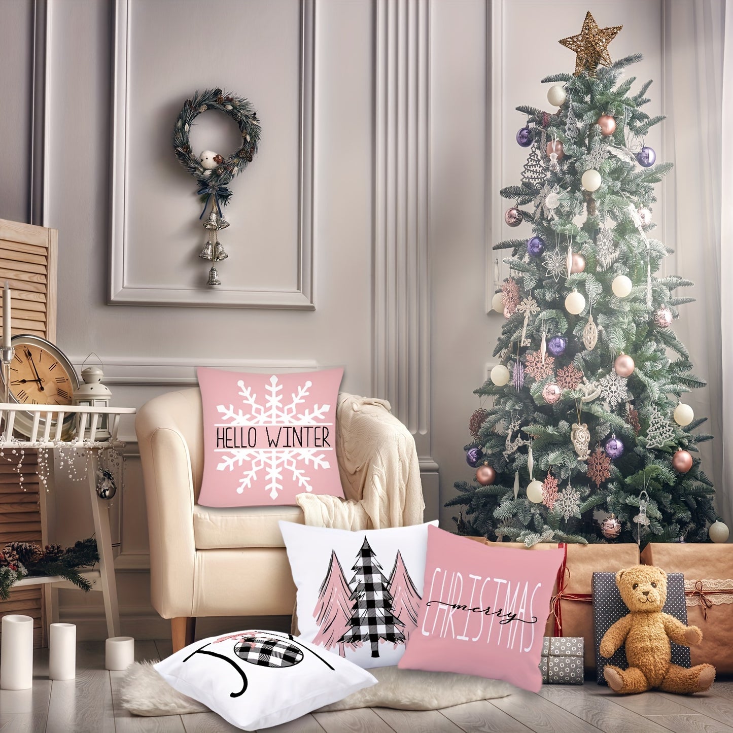 1pc/4pcs Merry Christmas Throw Pillow Covers - Festive Home Decor for Bedroom, Living Room, Sofa, Car with Seasonal Cheer