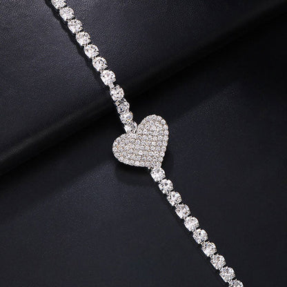 storexq Rhinestone Feminine Heart Decor Bra Chain