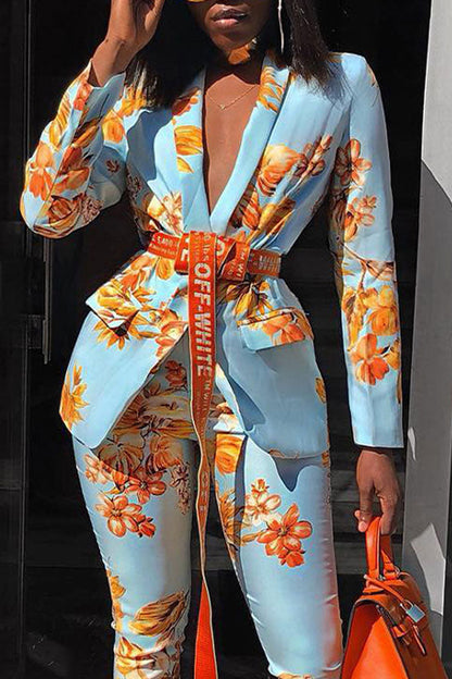 storexq Flower Print Romantic Pant Suit