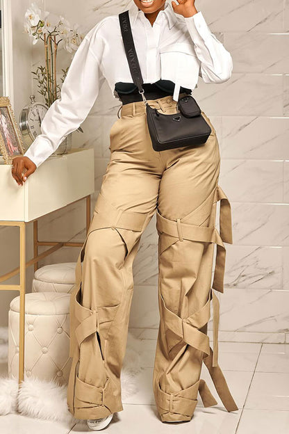 storexq Solid Color Bandage Design On-trend Pants