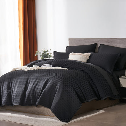 7-Piece Waffle Weave Bedding Set - Soft, Lightweight, Breathable Comforter Set with Flat Sheet, Fitted Sheet, Pillowcases, and Pillowshams for Queen and King Size Beds - All-Season Microfiber Bedding for a Comfortable Night's Sleep