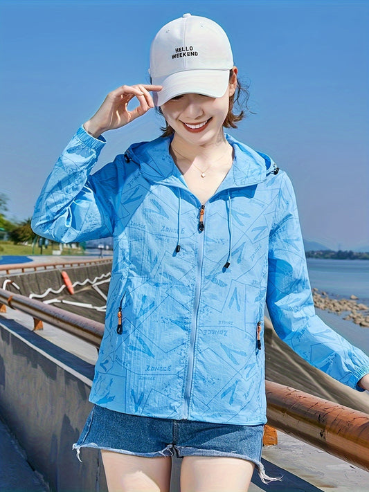 Summer Hooded Rash Guard Jacket - Stylish Outdoor Running Apparel with Sun Protection and Casual Fashion - Breathable, Quick-Drying, and Comfortable