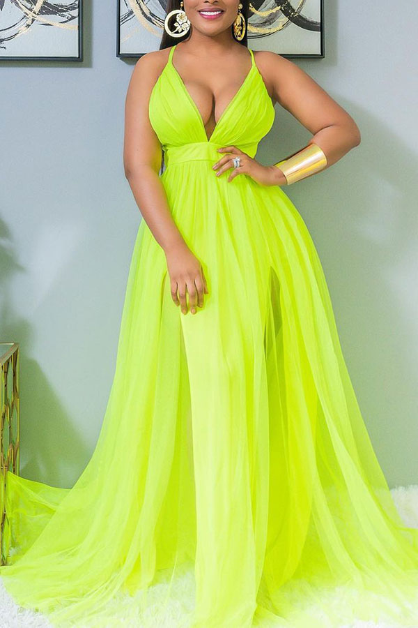 storexq Solid Color Romantic Backless Maxi Dress