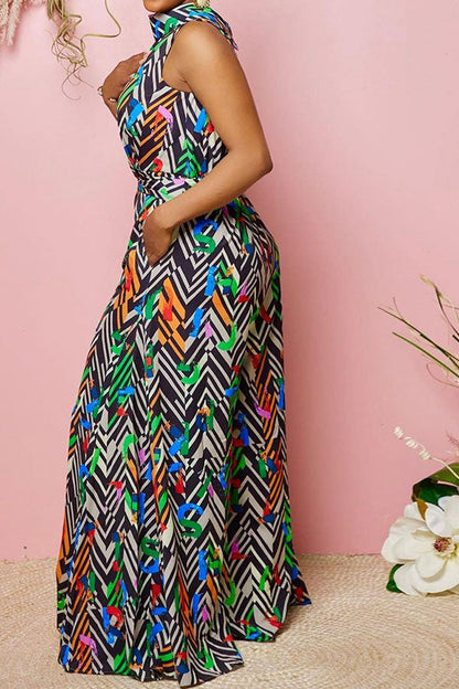 storexq Striped Colorful Lace-Up Wide Leg Jumpsuit