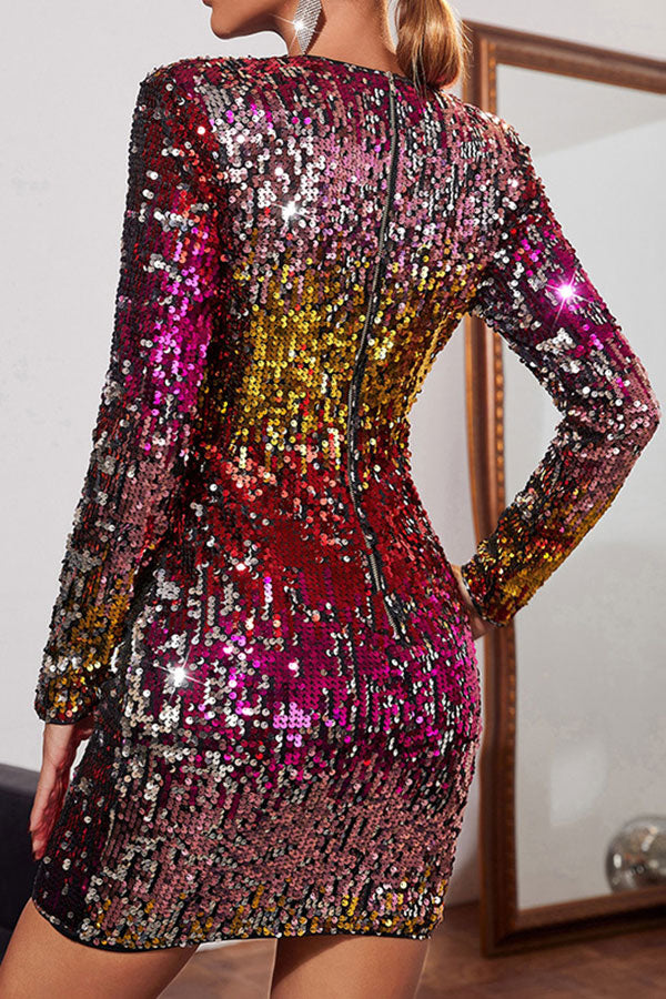 namcoverse Colorful Sequined Simple Mini Dress