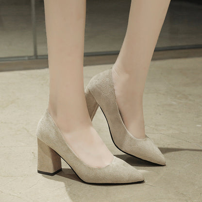 Stylish Chunky Heel Pumps - Pointed Toe Non Slip High Heels for Women - Comfortable and Chic Shoes for Any Occasion