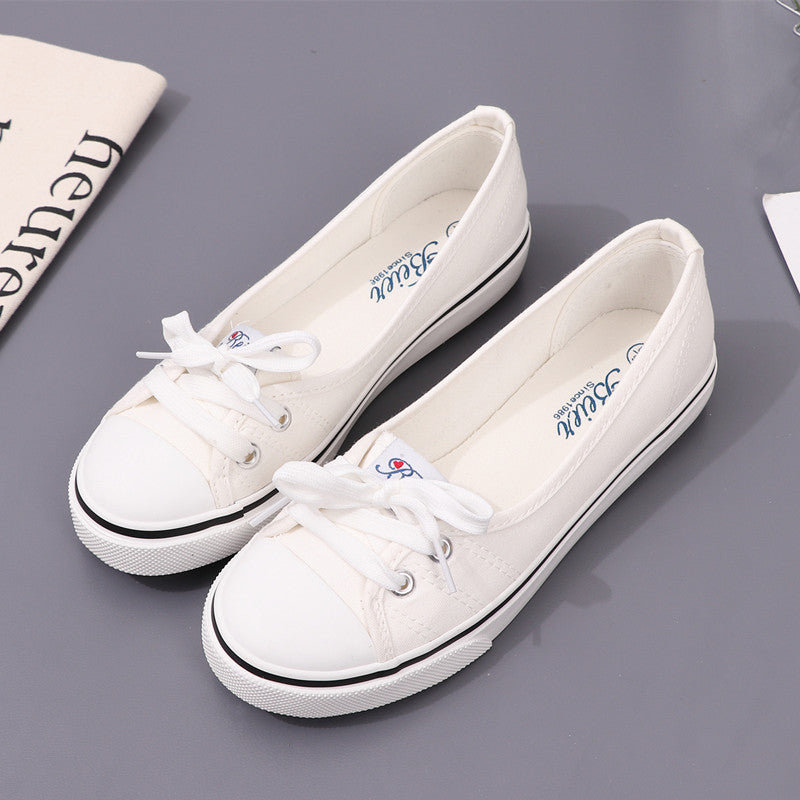 storexq Beier 99-202 Women's Canvas Shoes White Shoes Women's Versatile Artistic Low-Cut Shoes Summer Wholesale One Piece Dropshipping