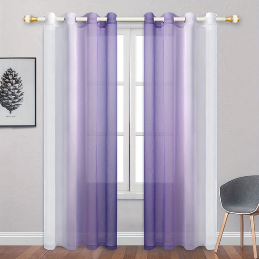 2 Panels Gradient Yarn Sheer Curtains - Stunning Room Divider for Kitchen, Bedroom, Study, Cafe, Living Room - Polyester Fabric, Easy Care, Soft Filtered Light, Modern Home Decor