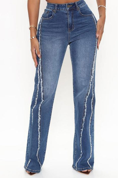 storexq Gradient Stylish Burrs Patchwork Jeans