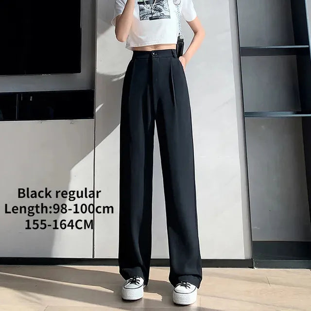 Casual High Waist Loose Wide Leg Pants for Women Spring Autumn Female Floor-Length White Suits Pants Ladies Long Trousers 240116