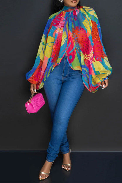 storexq Tie Dye Unusual High Split Blouse