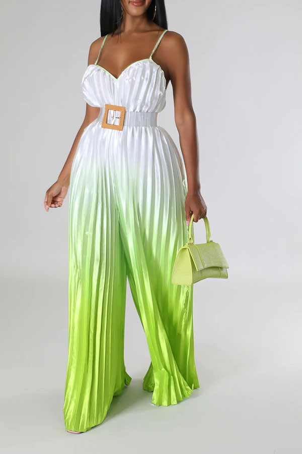 storexq Gradient Striking Wide Leg Pleated Jumpsuit