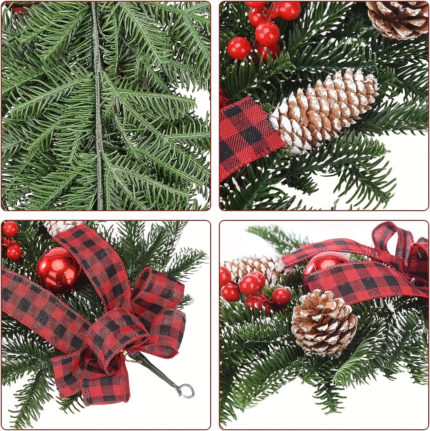 1pc, Artificial Christmas Teardrop Swag Wreath, 21.6 Inches Christmas Pine Cones Red Berries Swag Decoration Teardrop Swag Pendant for Wall Door Window