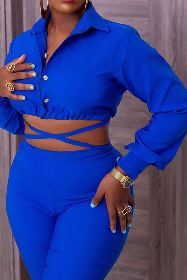 storexq Solid Color On-trend Strappy Bell Bottoms Pant Suit