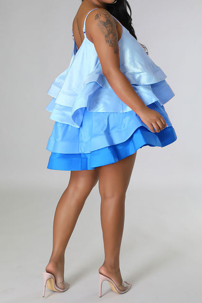 namcoverse Gradient Undeniable Tiered Ruffle Mini Dress