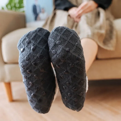 Women Winter Warm Thick Socks Anti Slip Home Floor Carpet Fuzzy Socks Lamb Wool Velvet Solid Colors Indoor Sleep Slippers Socks