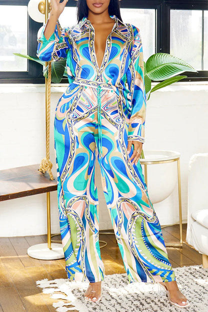 storexq Tribal Print Patchwork Laid Back Pant Suit