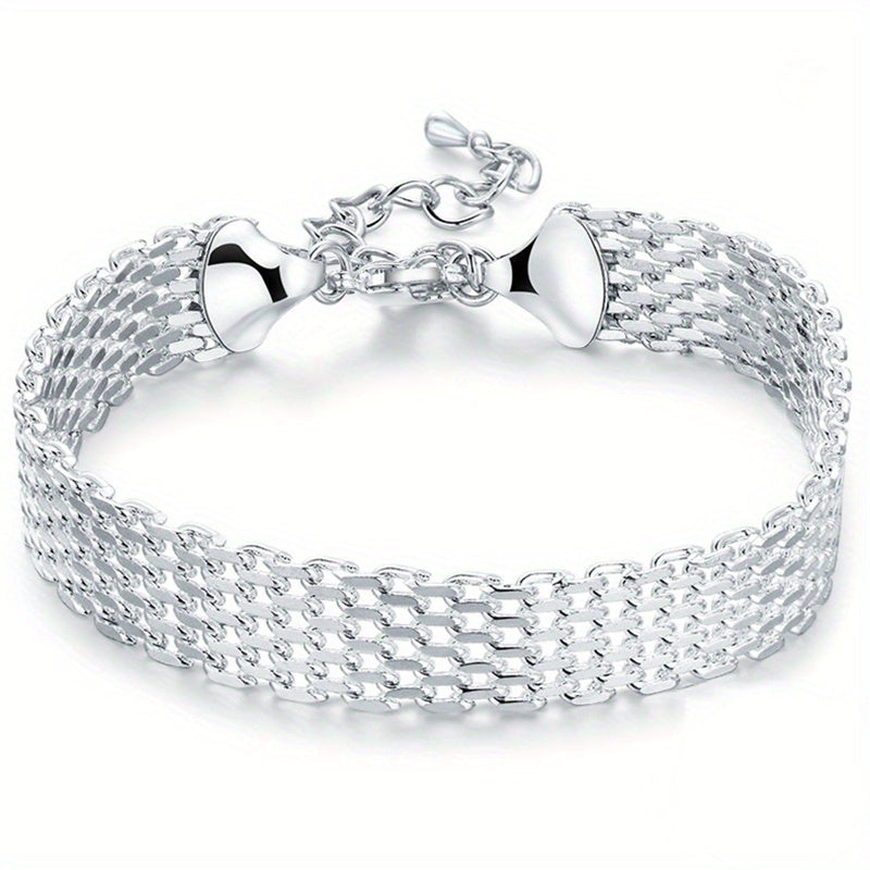 925 Silver Plated Braided Bracelet - Exquisite and Timeless Design, High-Quality Plating, Intricately Braided - Suitable for Both Men and Women, Perfect Fashion Jewelry Gift for Any Occasion