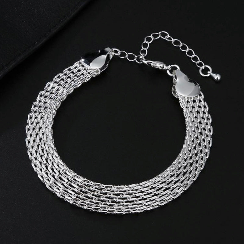 925 Silver Plated Braided Bracelet - Exquisite and Timeless Design, High-Quality Plating, Intricately Braided - Suitable for Both Men and Women, Perfect Fashion Jewelry Gift for Any Occasion