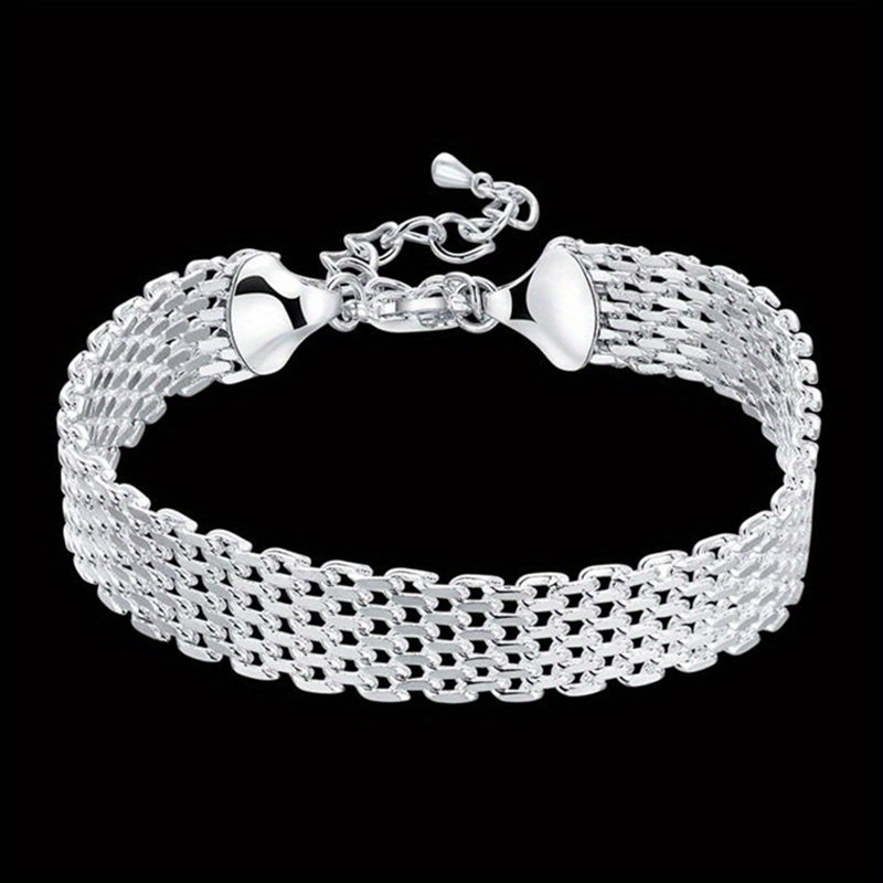 925 Silver Plated Braided Bracelet - Exquisite and Timeless Design, High-Quality Plating, Intricately Braided - Suitable for Both Men and Women, Perfect Fashion Jewelry Gift for Any Occasion