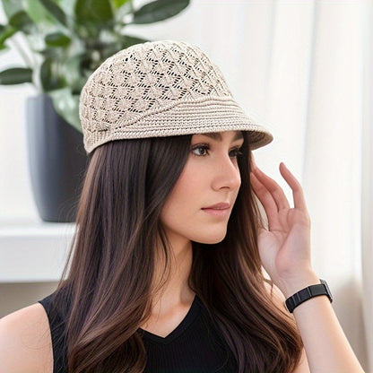 Elegant Women's Breathable Beret - Foldable, Lightweight Ice Silk Cap for Outdoor & Casual Attire