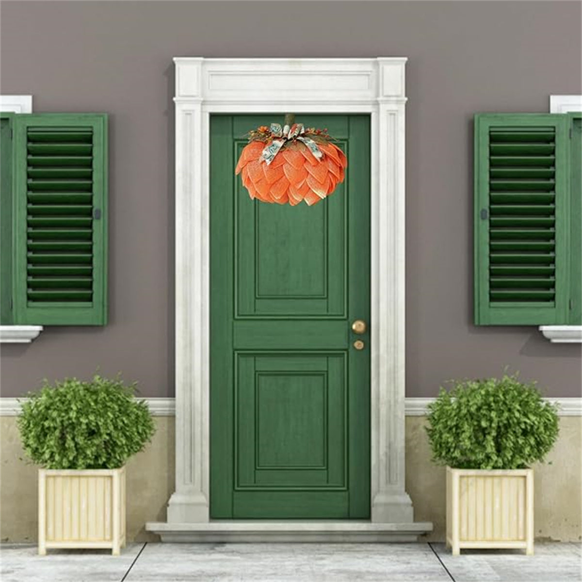 2PCS Burlap Fall Wreath, Pumpkin Wreath for Front Door, Thanksgiving and Halloween Autumn Holiday Decoration