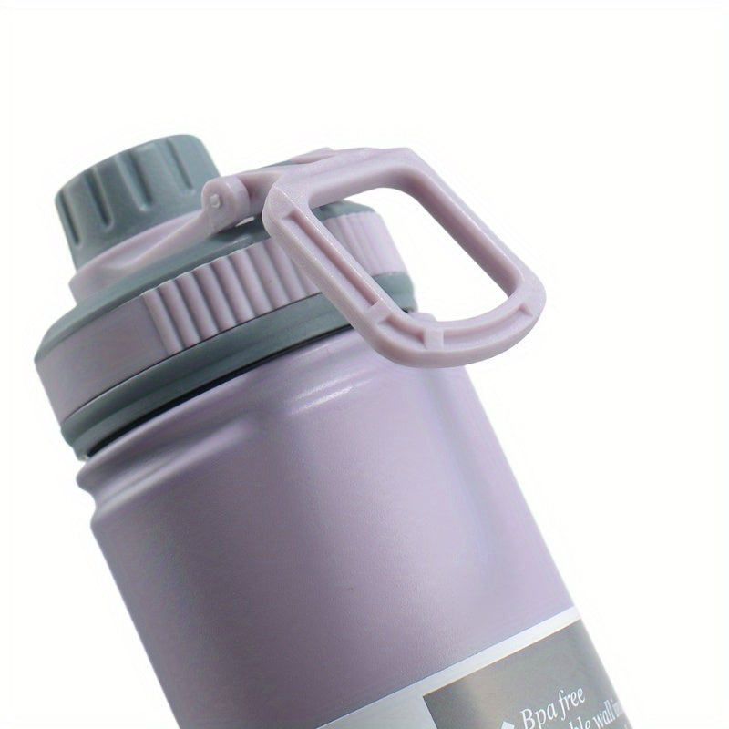 525mL Large Capacity 17.5oz Stainless Steel Vacuum Insulated Water Bottle - Portable Sports Flask with Handle, Food Contact Safe, Ideal Car Travel Mug