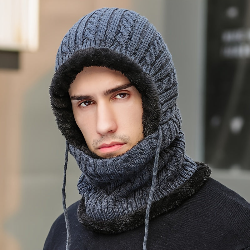 Thick Fleece-Lined Knit Neck Gaiter & Scarf - Adjustable, Warm For Winter Outdoor Activities