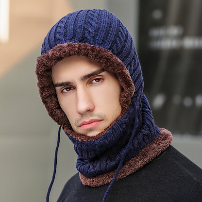 Thick Fleece-Lined Knit Neck Gaiter & Scarf - Adjustable, Warm For Winter Outdoor Activities