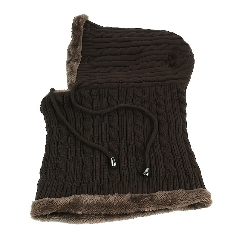 Thick Fleece-Lined Knit Neck Gaiter & Scarf - Adjustable, Warm For Winter Outdoor Activities