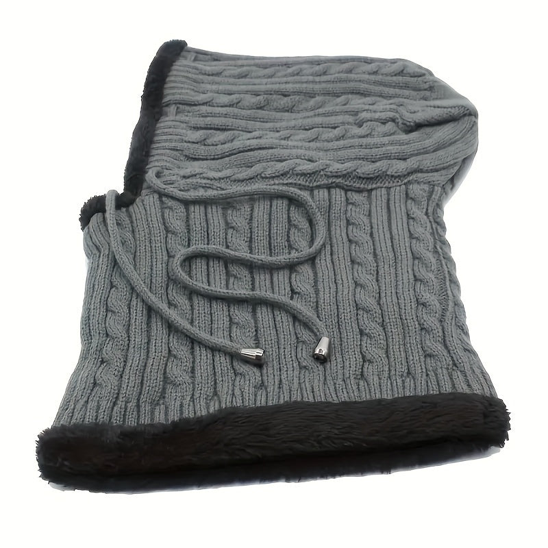 Thick Fleece-Lined Knit Neck Gaiter & Scarf - Adjustable, Warm For Winter Outdoor Activities