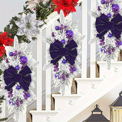 1pc Christmas Swag Wreath with Light Stairway Trim Handmade Wreaths Christmas Staircases Wreaths Decorations, Artificial Christmas Wreath Garland For Stairs, For Home Party Shopwindow Stair Christmas Decoration