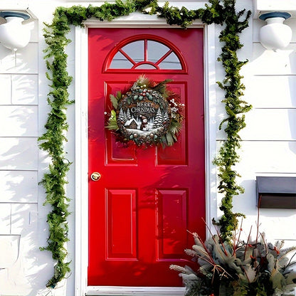 7.87 Inch Round Charming Snowman Wooden Wreath, Perfect for Home & Garden Holiday Decorations, No Power Required!