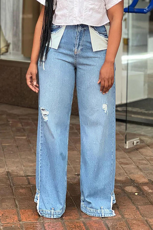 storexq Washed Ripped Modern High Waist Jeans