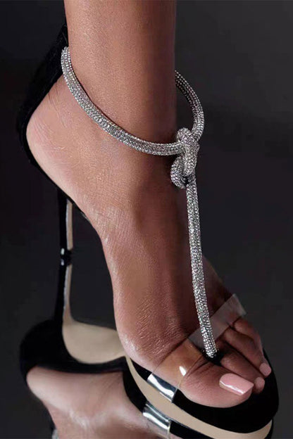 storexq Rhinestone T-Strap Modern Stiletto Sandals