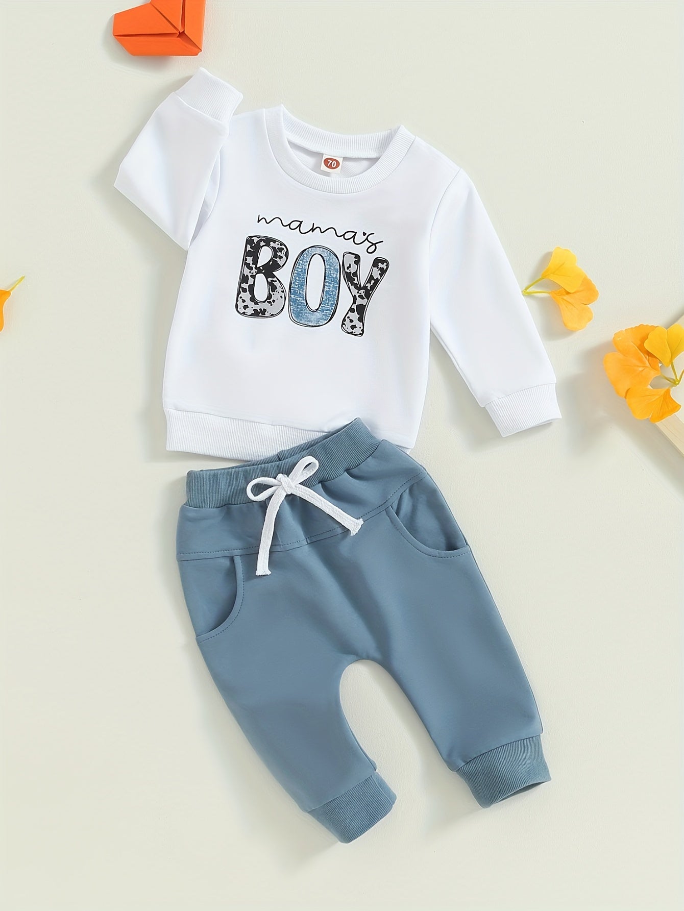 2-Piece Toddler Boy's Letter Print Outfit - Layette Sets with Long Sleeve Sweatshirt and Elastic Pants for Fall Baby Clothes - Soft, Cozy, and Adorable