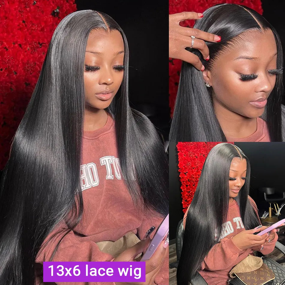 Bone Straight 13x4 HD Lace Front Human Hair Wig 250 Density Hd Lace Frontal Glueless Wig 360 Brazilian Hair Wigs for Women