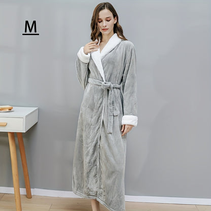 1pc Ultimate Flannel Bathrobe - Super-Soft & Cozy, Full-Length Nightgown, Insulated for Winter Warmth, Perfect Unisex Home Robe - Your Everyday Luxury Bathroom Essential