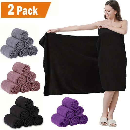 2/6pcs Ultra-Plush Microfiber Bath Towel Sets - Soft, Extra Absorbent, Quick Drying, and Multipurpose for Swimming, Fitness, Sports, and Yoga - 27.5"x 68.9" Solid Color Towels for Everyday Use