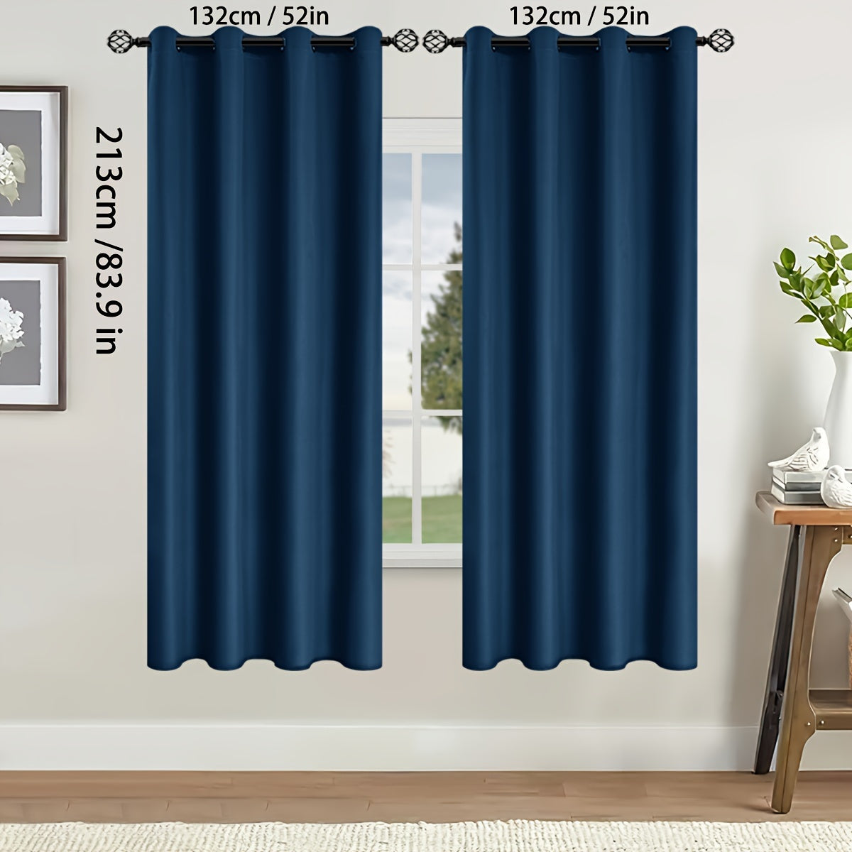 2 Pieces of Stylish Solid Blackout Curtains for Bedroom and Living Room - UV Protection, Easy Sliding, and Contemporary Design