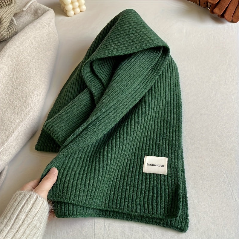 Elegant Solid Color Knit Scarf - Thick, Warm & Windproof for Autumn/Winter | Soft Acrylic