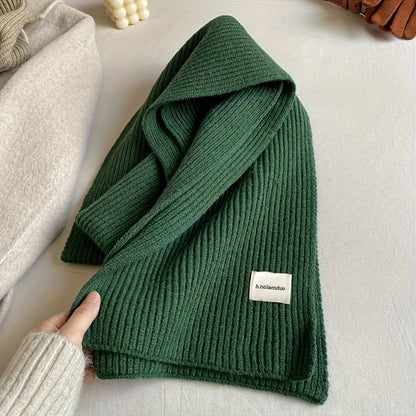 Elegant Solid Color Knit Scarf - Thick, Warm & Windproof for Autumn/Winter | Soft Acrylic