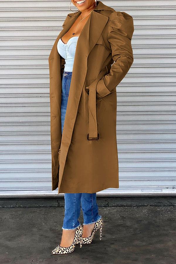 storexq Solid Color Chic Trench Coat